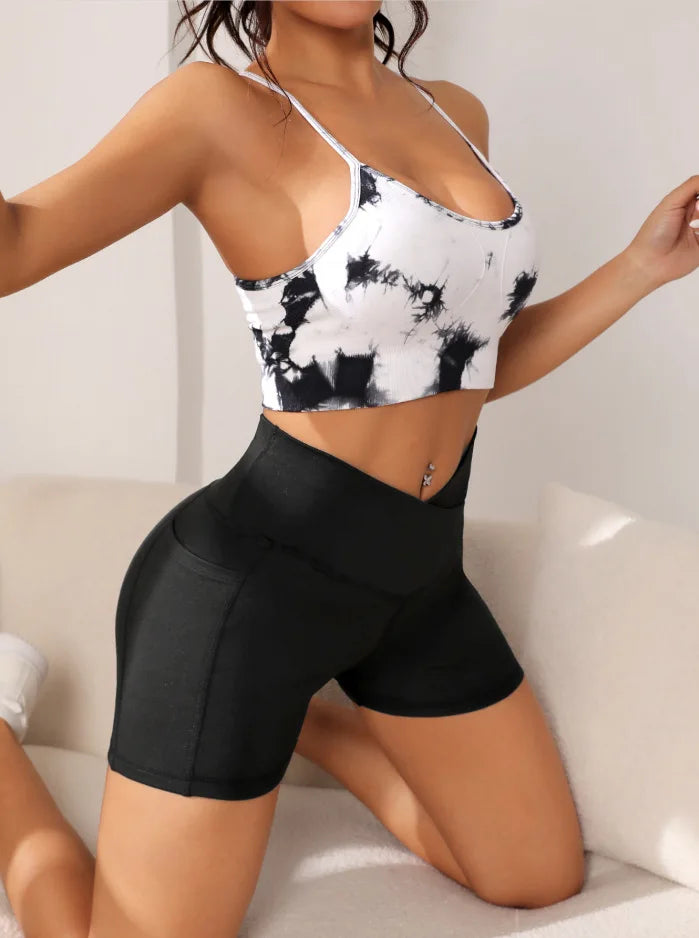 Women High Waist Yoga Shorts With Pockets