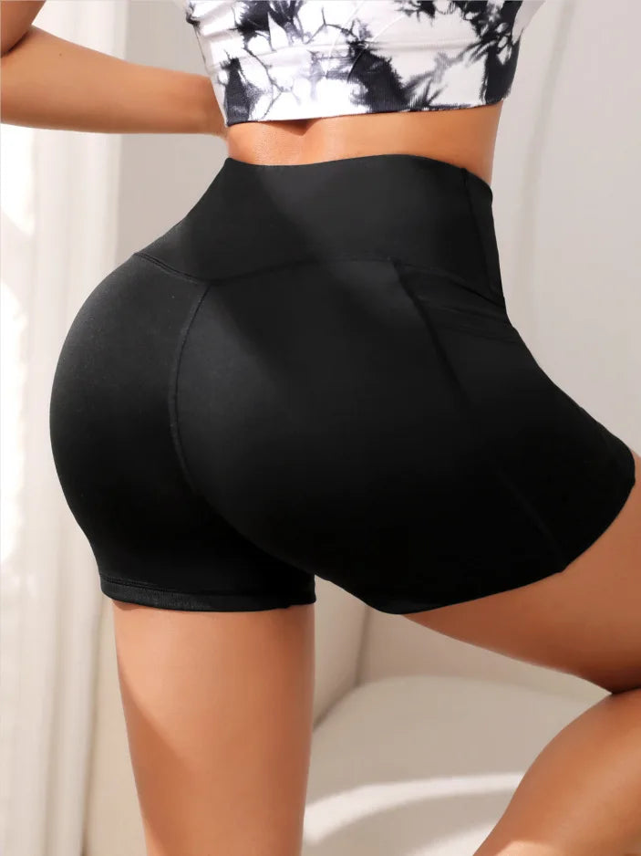 Women High Waist Yoga Shorts With Pockets